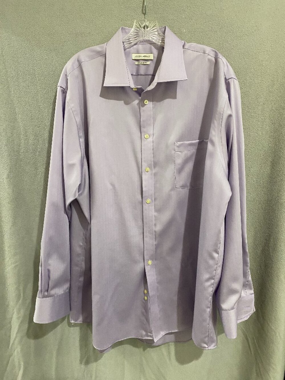 Joseph Abboud Regular Fit Lavender Herringbone Dress Shirt Men's 18 34/35 Button